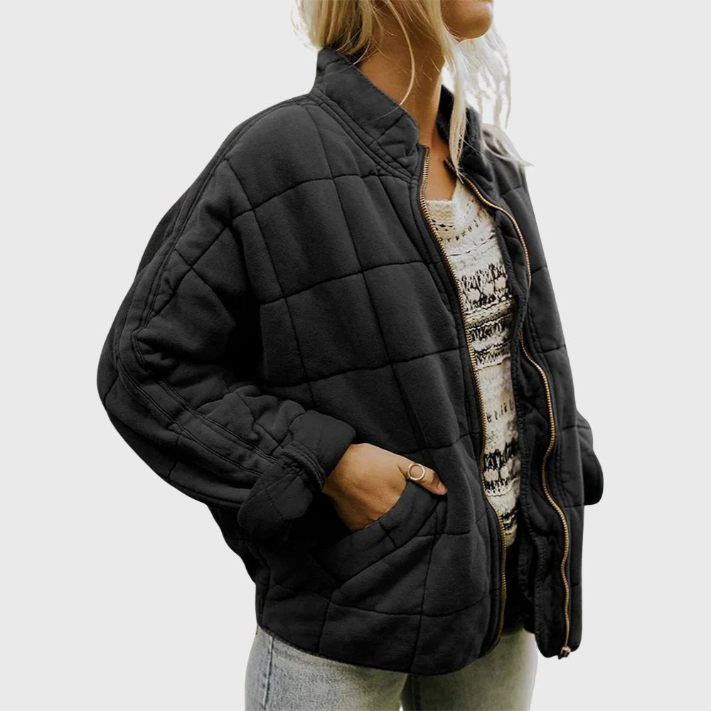 Comfortable Bomber Jacket for Women with Relaxed Quilted Finish Casual Style