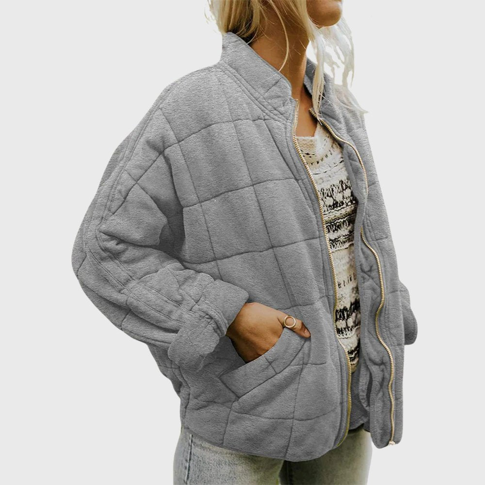 Comfortable Bomber Jacket for Women with Relaxed Quilted Finish Casual Style
