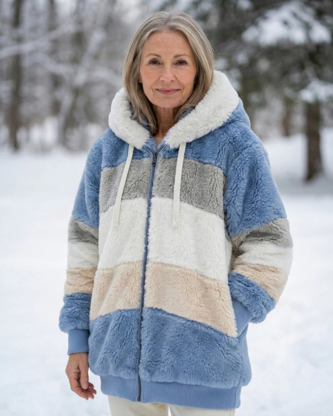Comfortable Fleece Jacket for Women with Hood Relaxed Side Pockets Cosy Style
