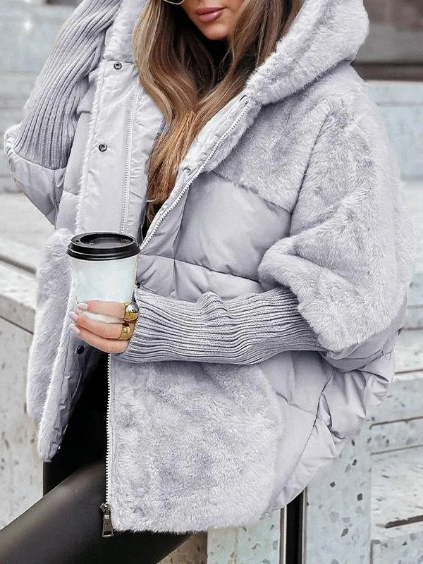 Comfortable Fleece Winter Coat for Women with Hood Side Pockets Layering Style