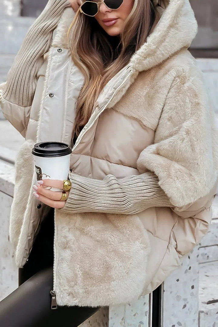 Comfortable Fleece Winter Coat for Women with Hood Side Pockets Layering Style