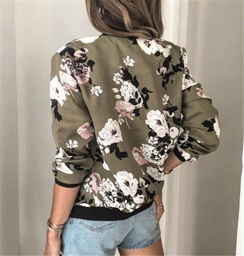 Comfortable Floral Bomber Jacket for Women with Relaxed Casual Style