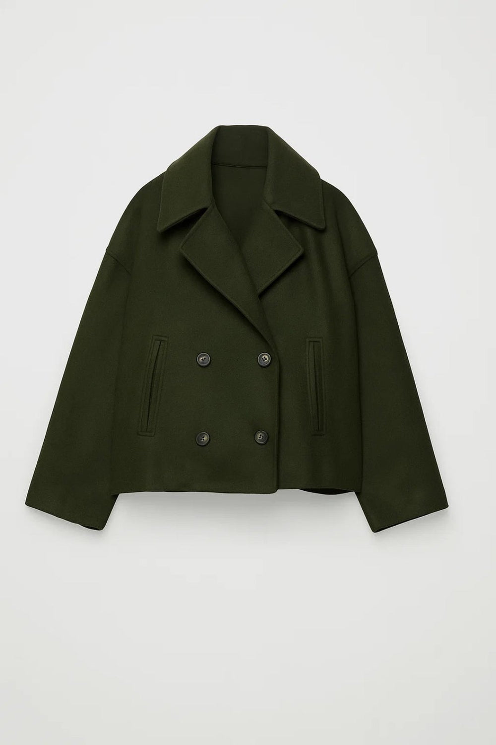Comfortable Knit Pea Coat for Women with Lapel Collar Straight Leg Cropped Winter Style