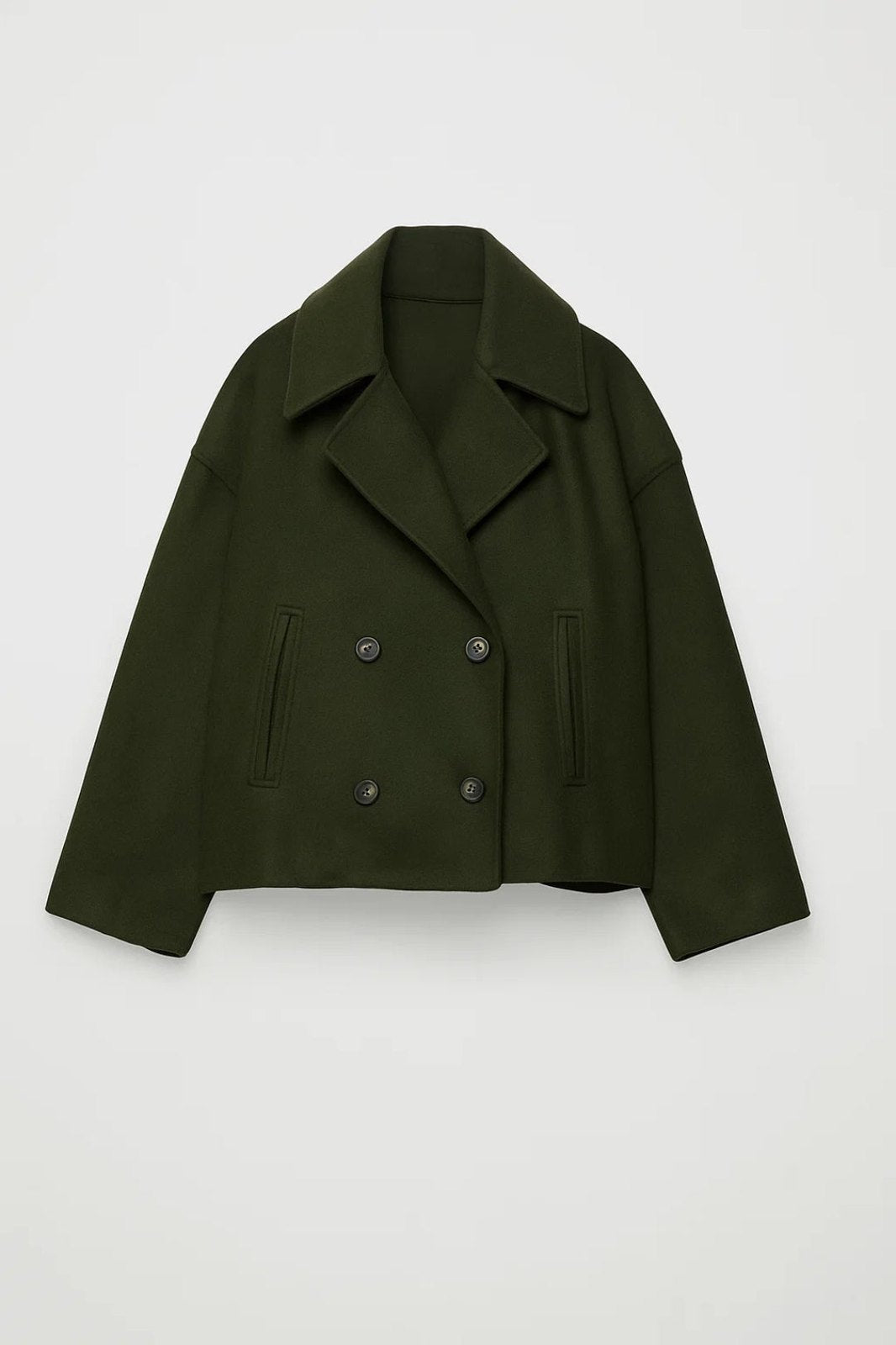 Comfortable Knit Pea Coat for Women with Lapel Collar Straight Leg Cropped Winter Style