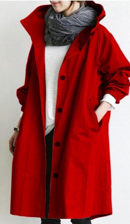 Comfortable Knit Rain Jacket for Women with Hood Longline Relaxed Outdoor Style
