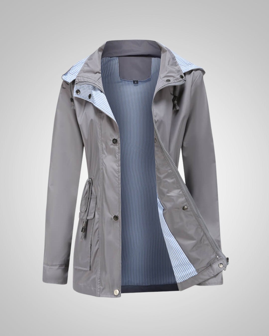 Comfortable Rain Jacket for Women with Hood Side Pockets Zip Front Outdoor Style 2