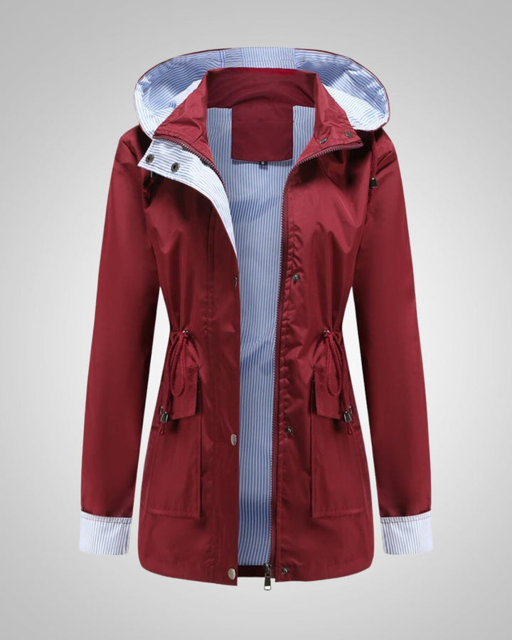 Comfortable Rain Jacket for Women with Hood Side Pockets Zip Front Outdoor Style 3