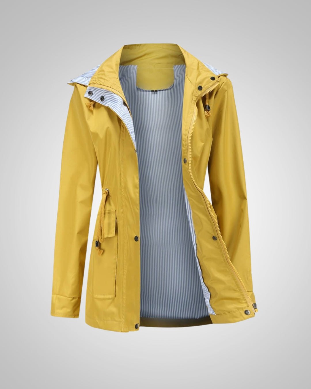 Comfortable Rain Jacket for Women with Hood Side Pockets Zip Front Outdoor Style