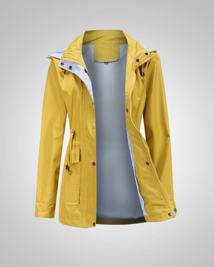 Comfortable Rain Jacket for Women with Hood Side Pockets Zip Front Outdoor Style