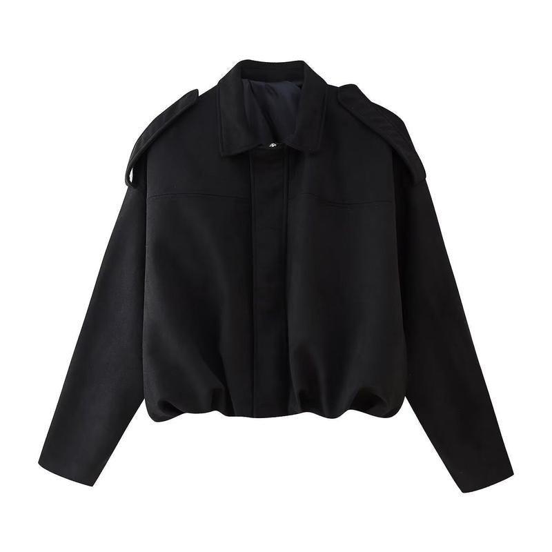 Comfortable Suede Bomber Jacket for Women with Collar Wide Leg Cropped Casual Style