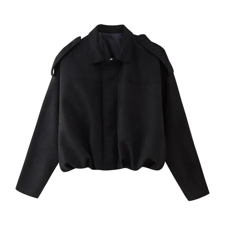 Comfortable Suede Bomber Jacket for Women with Collar Wide Leg Cropped Casual Style
