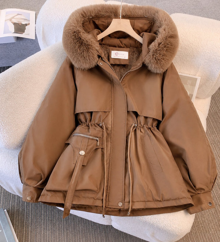 Comfortable Winter Coat for Women with Hood Faux Fur Trim Layering Style