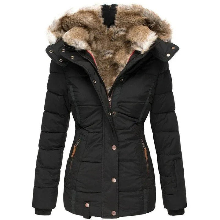 Comfortable Winter Coat for Women with Hood Side Pockets Drawstring Waist Layering Style