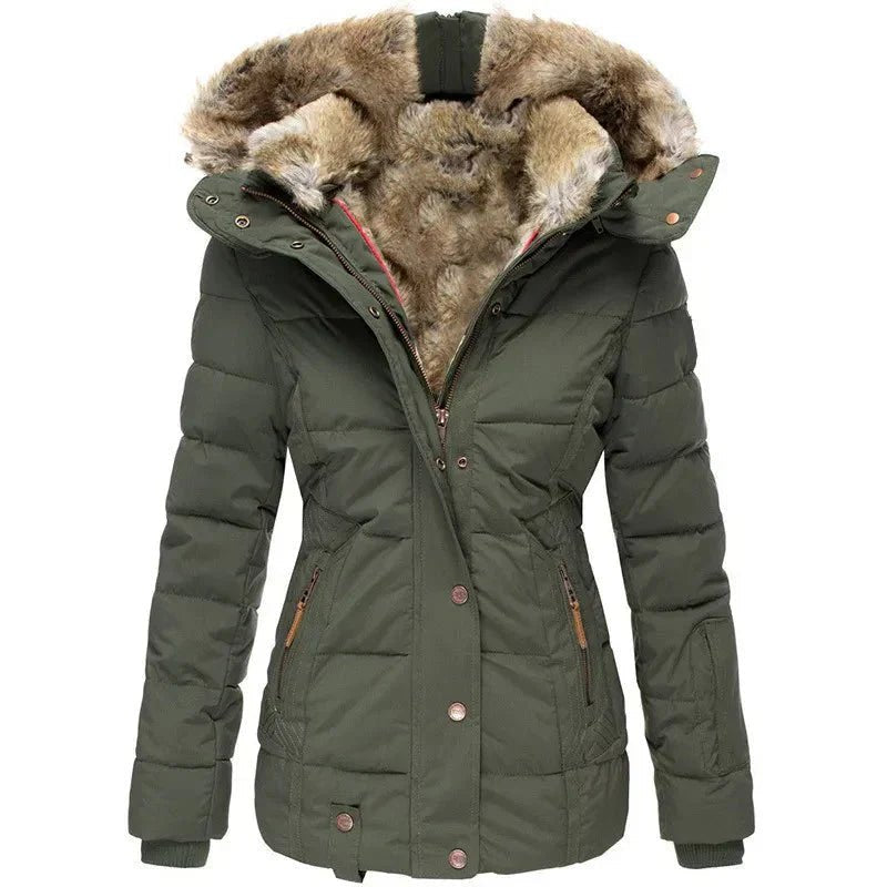 Comfortable Winter Coat for Women with Hood Side Pockets Drawstring Waist Layering Style