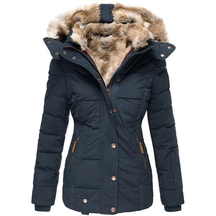 Comfortable Winter Coat for Women with Hood Side Pockets Drawstring Waist Layering Style