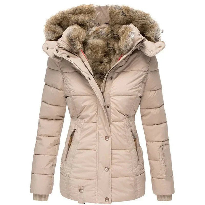 Comfortable Winter Coat for Women with Hood Side Pockets Drawstring Waist Layering Style