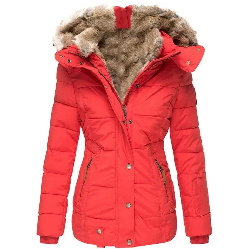 Comfortable Winter Coat for Women with Hood Side Pockets Drawstring Waist Layering Style