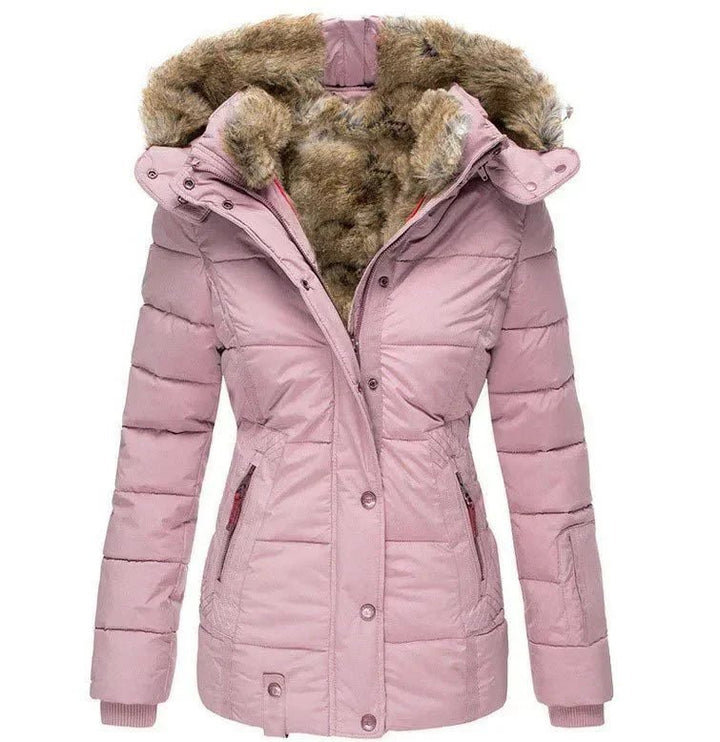 Comfortable Winter Coat for Women with Hood Side Pockets Drawstring Waist Layering Style