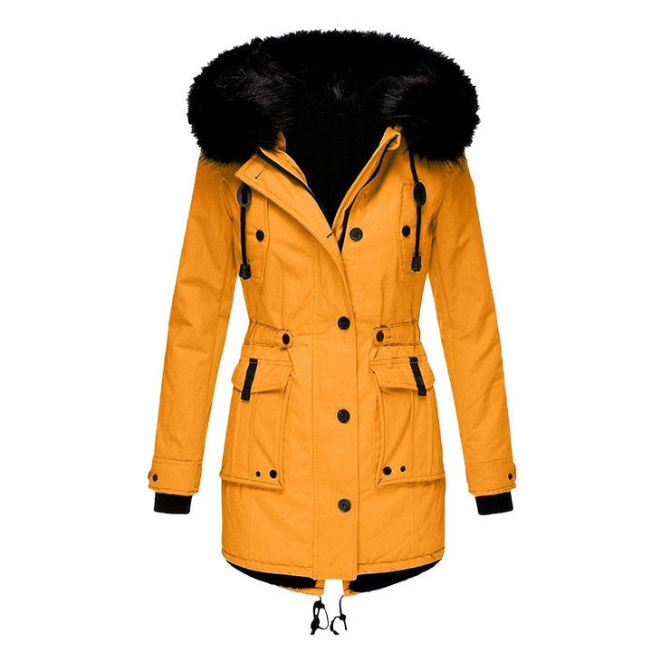 Comfortable Winter Coat for Women with Hood Side Pockets Zip Front Layering Style