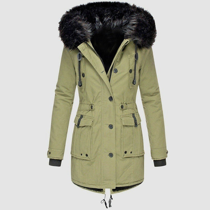 Comfortable Winter Coat for Women with Hood Side Pockets Zip Front Layering Style