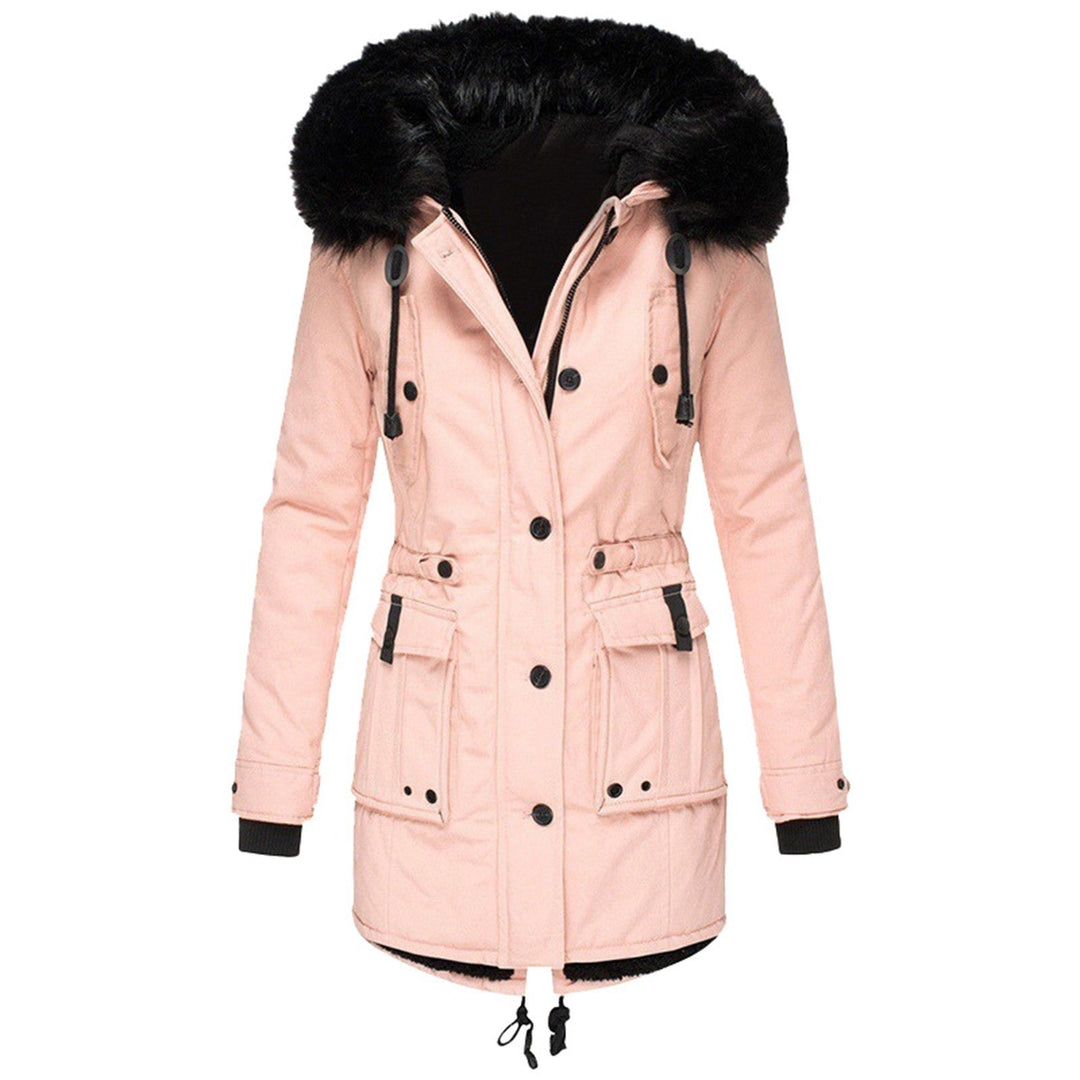 Comfortable Winter Coat for Women with Hood Side Pockets Zip Front Layering Style