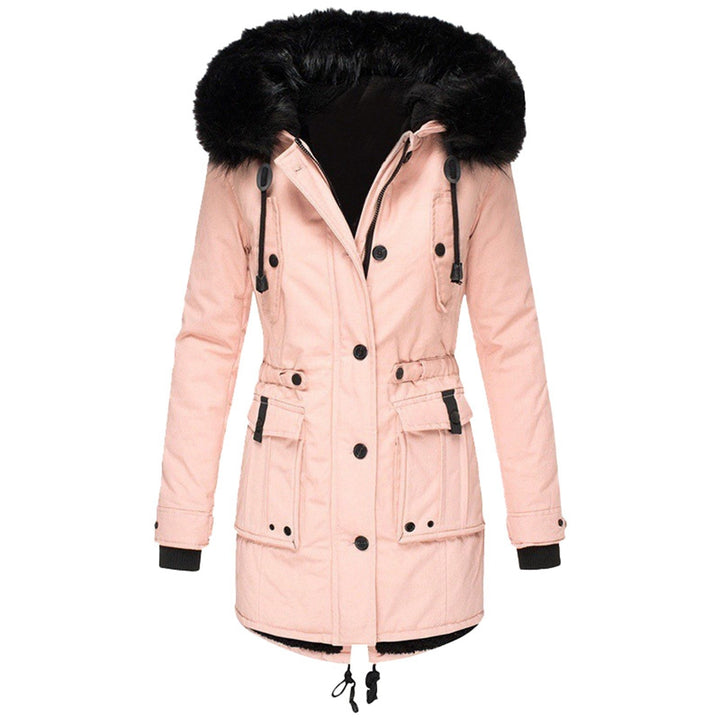 Comfortable Winter Coat for Women with Hood Side Pockets Zip Front Layering Style