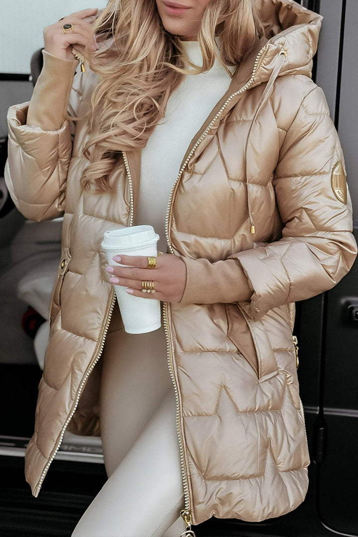 Comfortable Winter Coat for Women with Hood Zip Front Layering Style