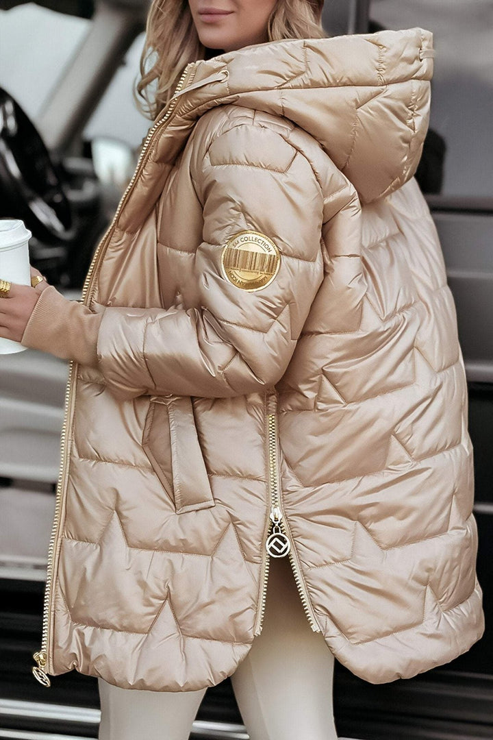 Comfortable Winter Coat for Women with Hood Zip Front Layering Style