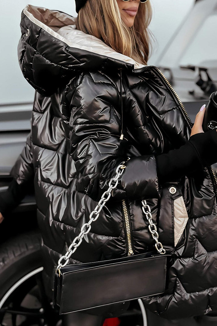 Comfortable Winter Coat for Women with Hood Zip Front Layering Style