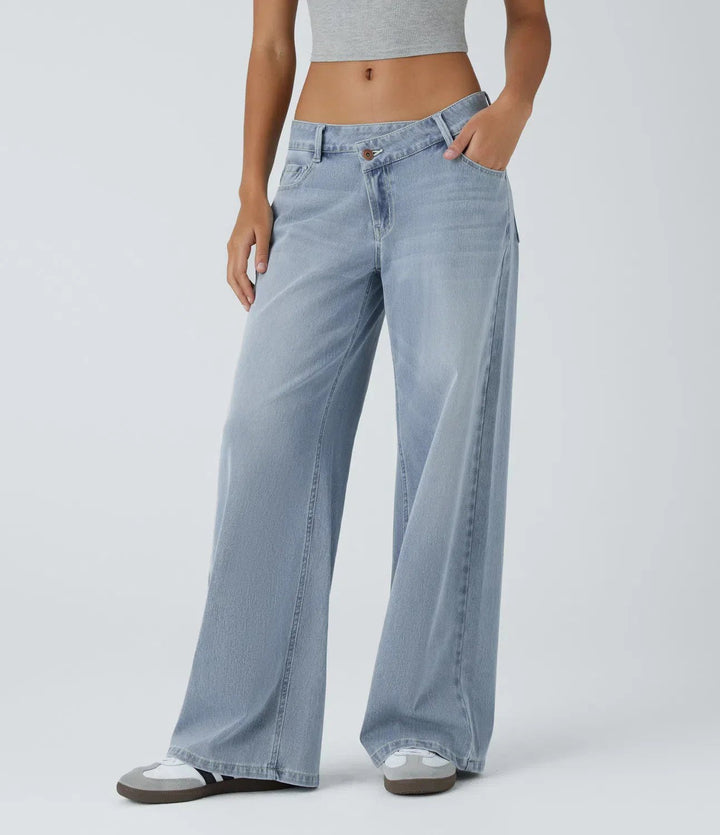 Effortless Baggy Jeans for Women with Relaxed Cargo Pockets Zip Front Relaxed Style