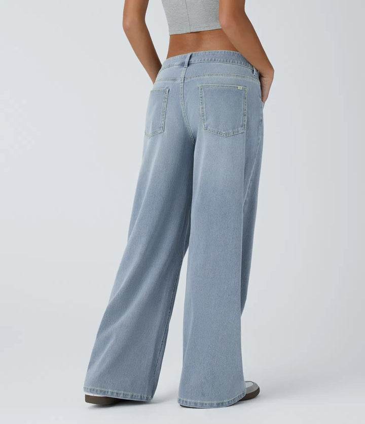 Effortless Baggy Jeans for Women with Relaxed Cargo Pockets Zip Front Relaxed Style