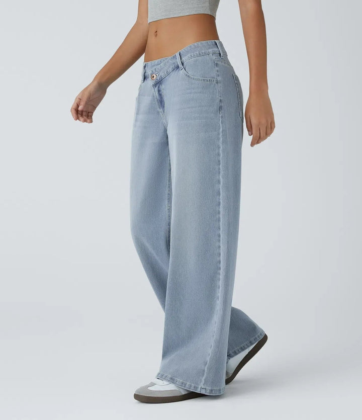 Effortless Baggy Jeans for Women with Relaxed Cargo Pockets Zip Front Relaxed Style