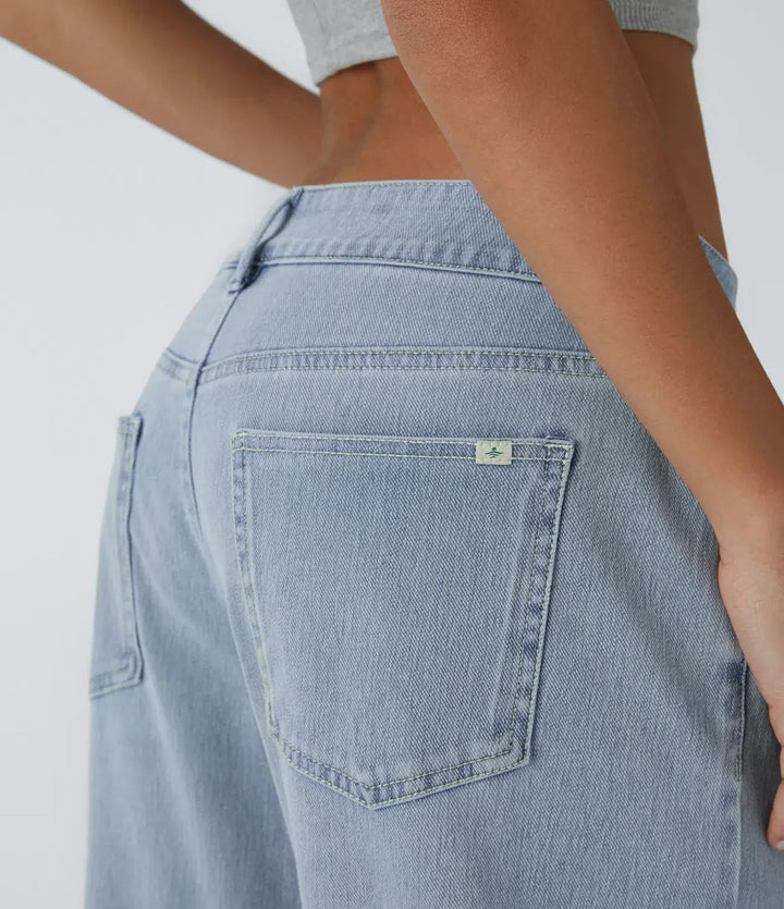Effortless Baggy Jeans for Women with Relaxed Cargo Pockets Zip Front Relaxed Style
