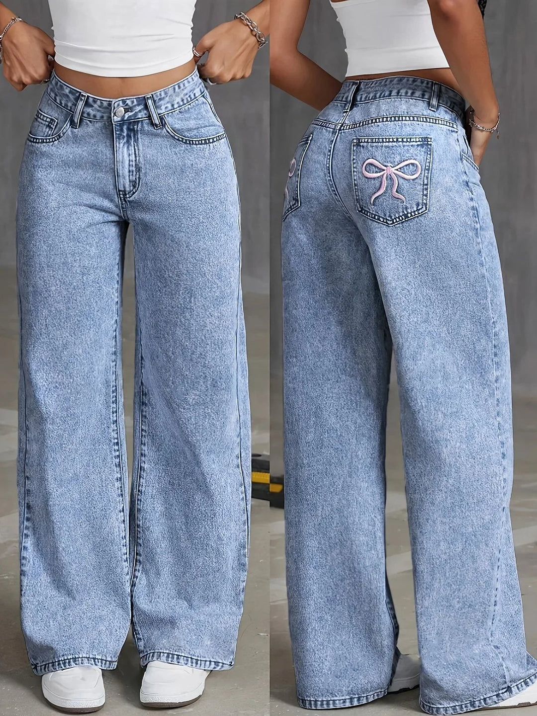 Effortless Baggy Jeans for Women with Wide Leg High Waisted Side Pockets Relaxed Style