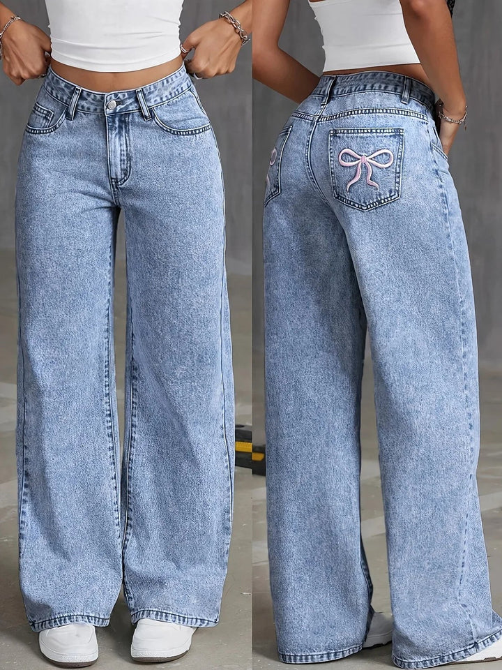 Effortless Baggy Jeans for Women with Wide Leg High Waisted Side Pockets Relaxed Style