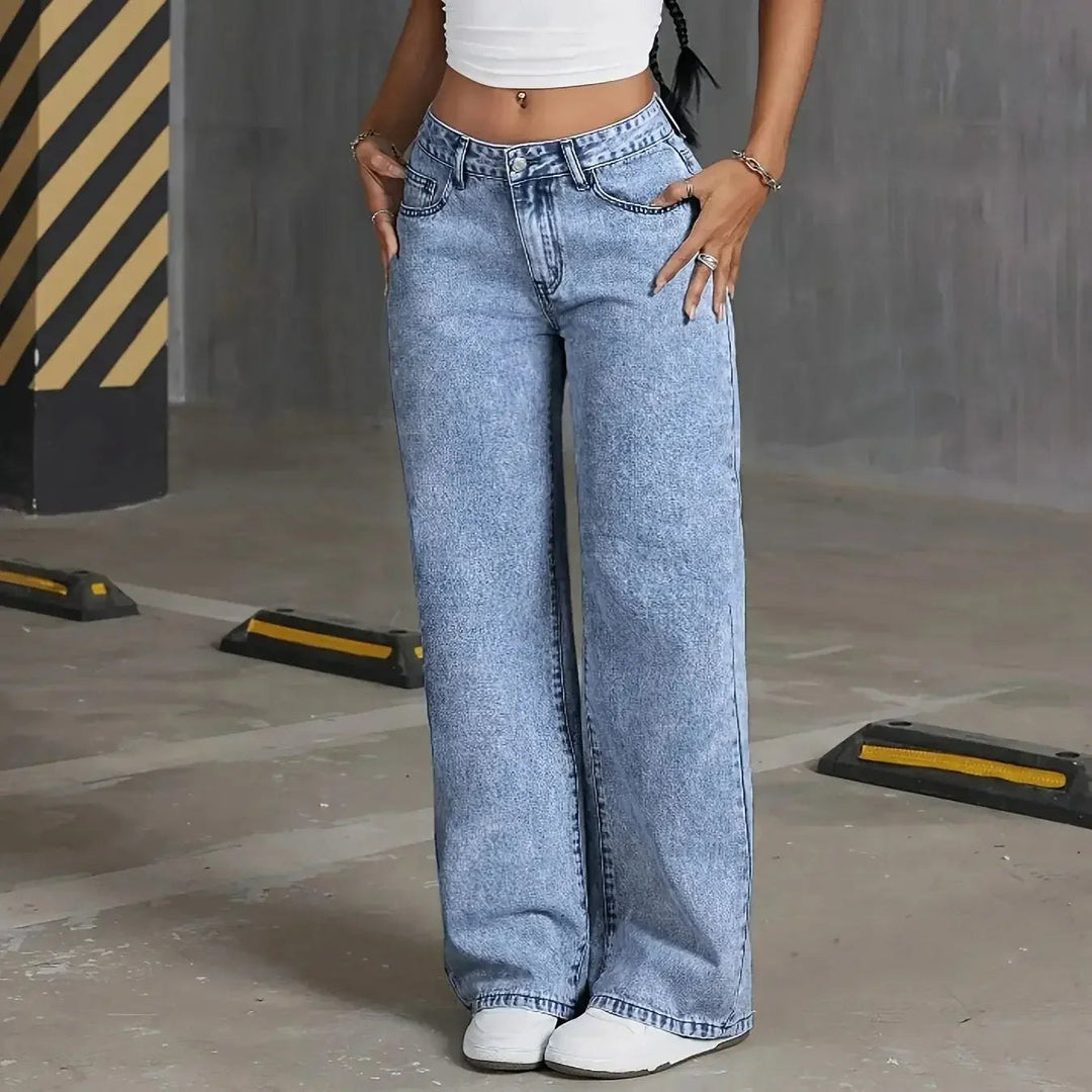 Effortless Baggy Jeans for Women with Wide Leg High Waisted Side Pockets Relaxed Style