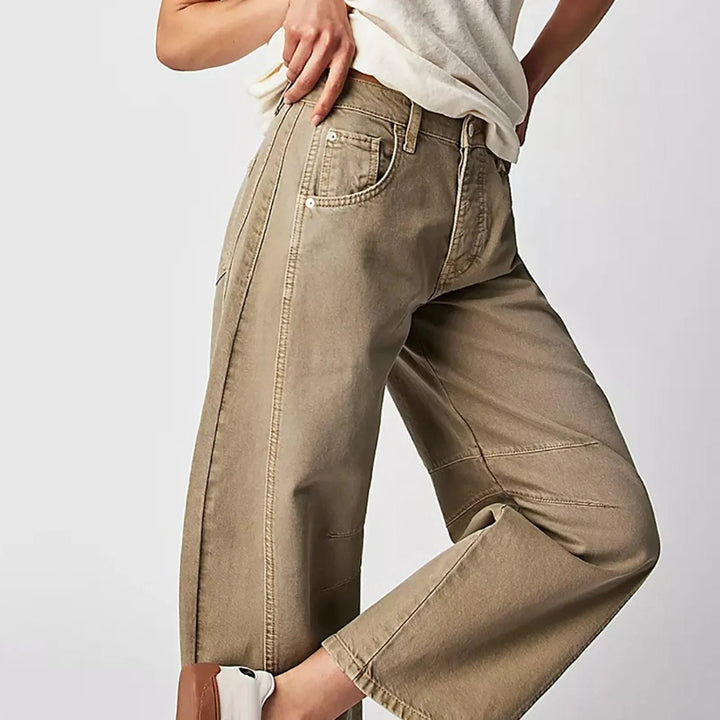 Effortless Barrel Jeans for Women with Wide Leg Side Slit Casual Style