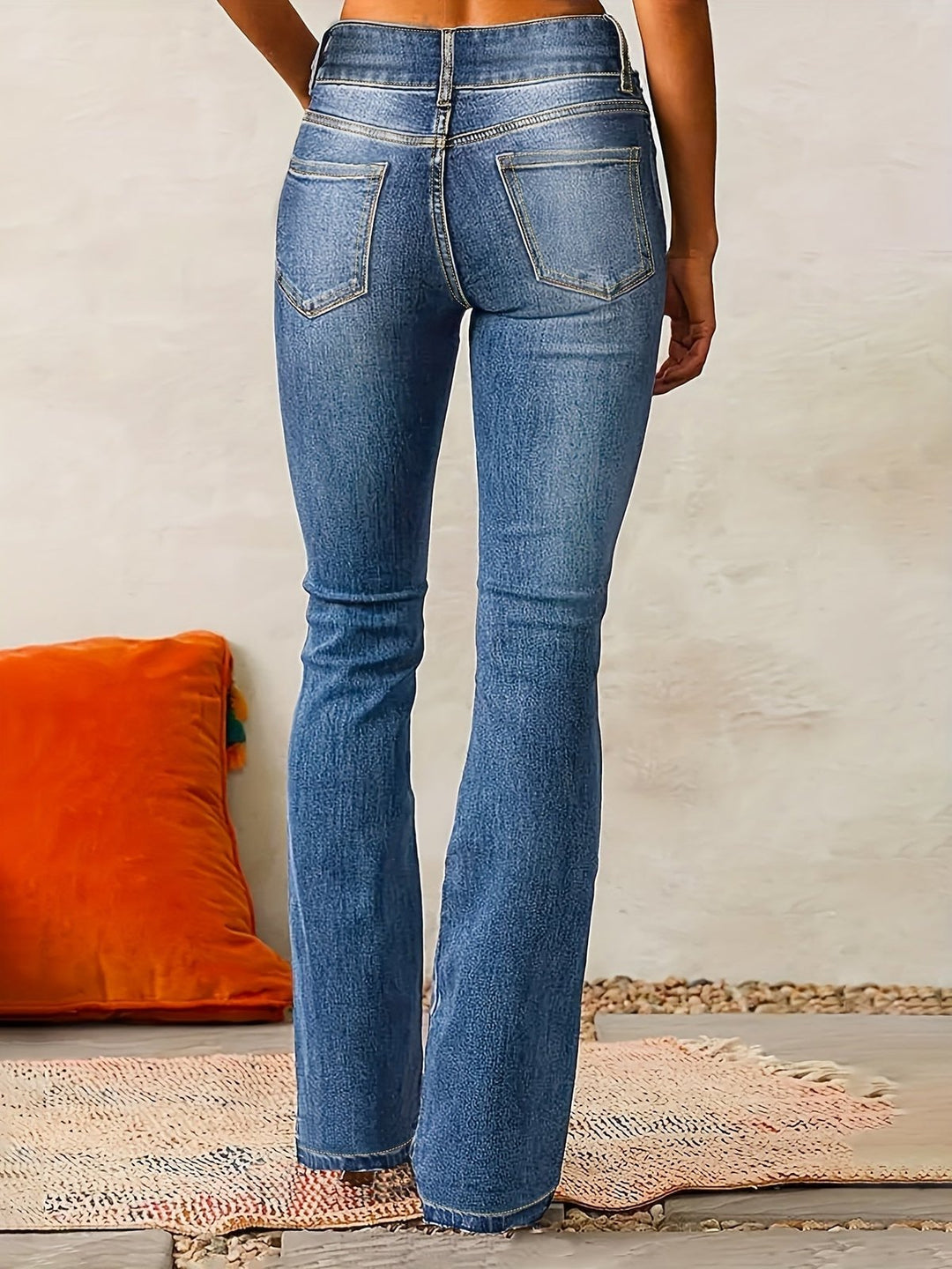 Effortless Bootcut Jeans for Women with Flared Side Slit Vintage Style