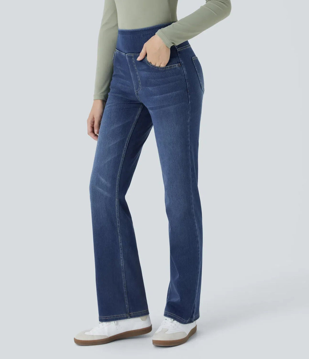 Effortless Bootcut Jeans for Women with High Waisted Side Pockets Vintage Style