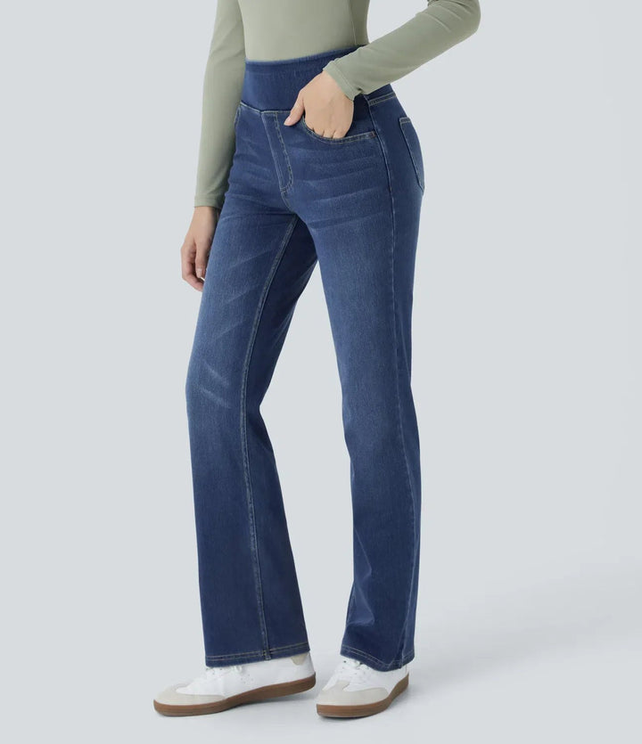 Effortless Bootcut Jeans for Women with High Waisted Side Pockets Vintage Style
