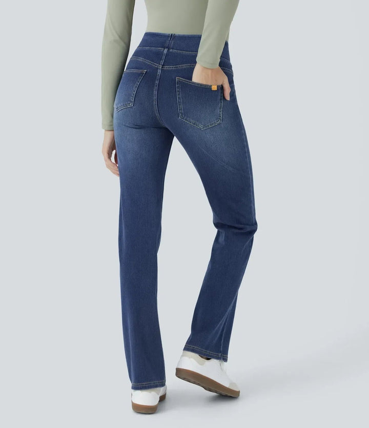 Effortless Bootcut Jeans for Women with High Waisted Side Pockets Vintage Style