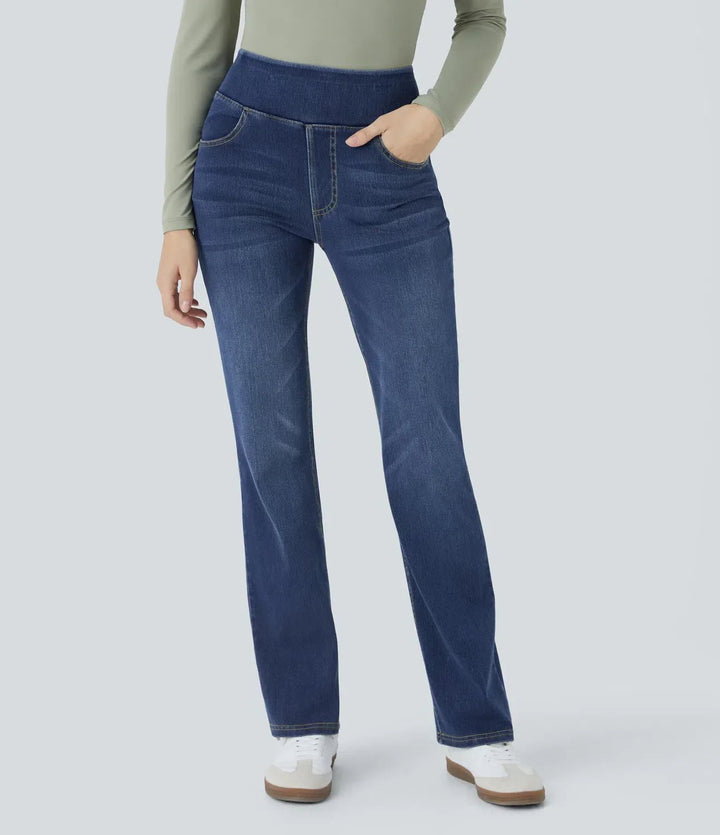 Effortless Bootcut Jeans for Women with High Waisted Side Pockets Vintage Style