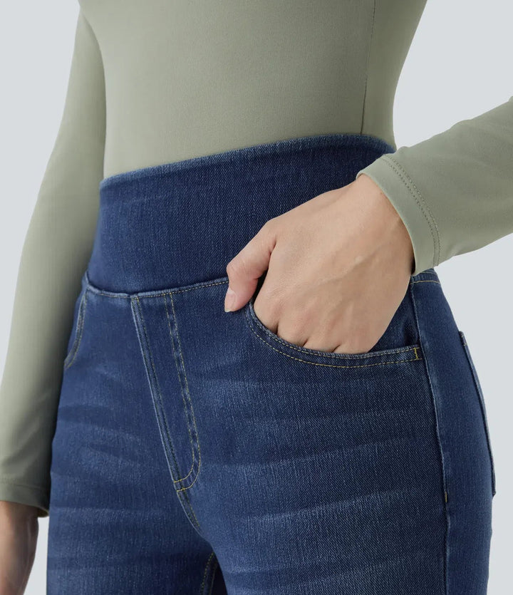 Effortless Bootcut Jeans for Women with High Waisted Side Pockets Vintage Style