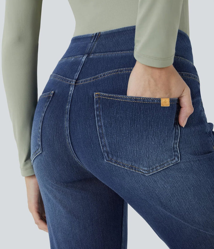 Effortless Bootcut Jeans for Women with High Waisted Side Pockets Vintage Style