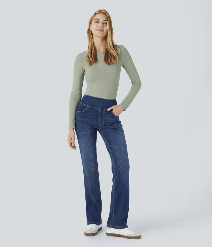 Effortless Bootcut Jeans for Women with High Waisted Side Pockets Vintage Style