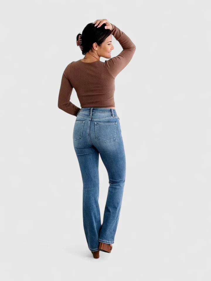 Effortless Bootcut Jeans for Women with Soft Drape Vintage Style