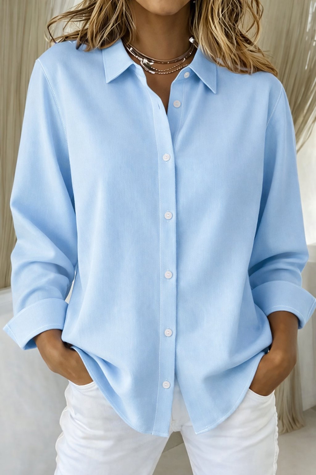 Effortless Button Up Shirt for Women with Collar Button Front Casual Style