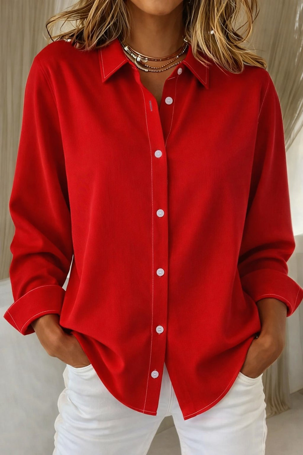 Effortless Collar Shirt for Women with Button Front Smart Casual Style