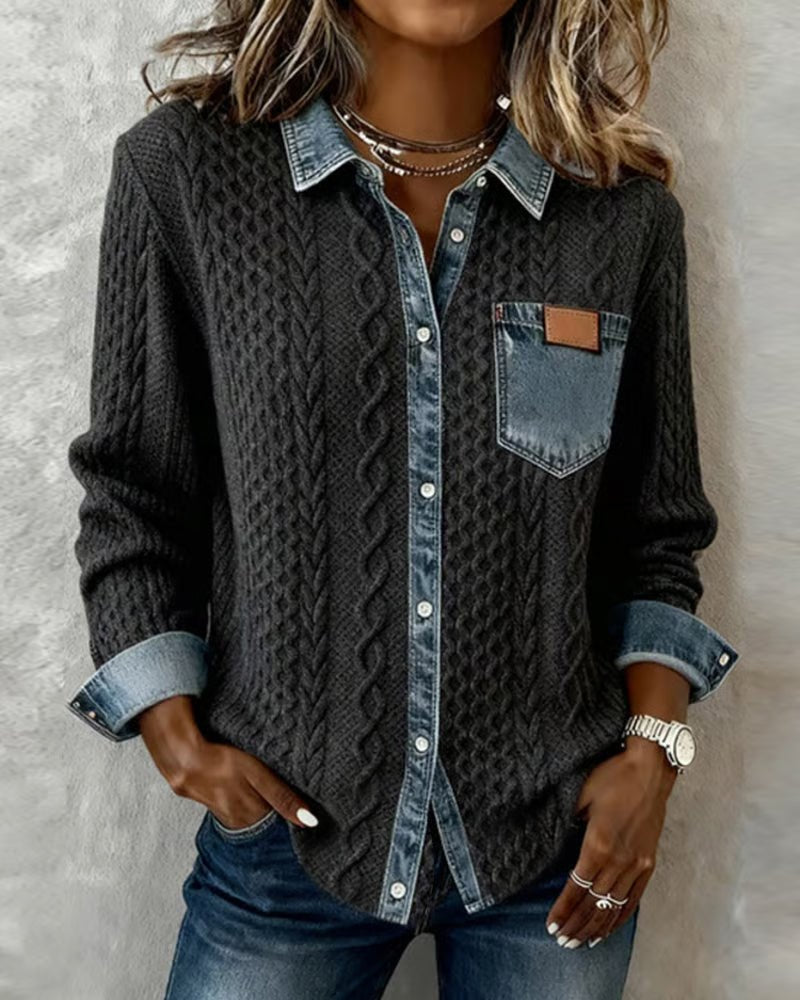 Effortless Denim Button Up Shirt for Women with Relaxed Fit Casual Style