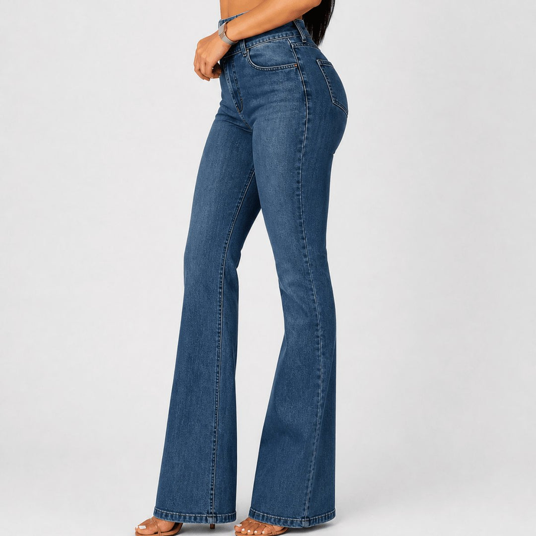 Effortless Flare Jeans for Women with High Waisted Relaxed Button Front Retro Style